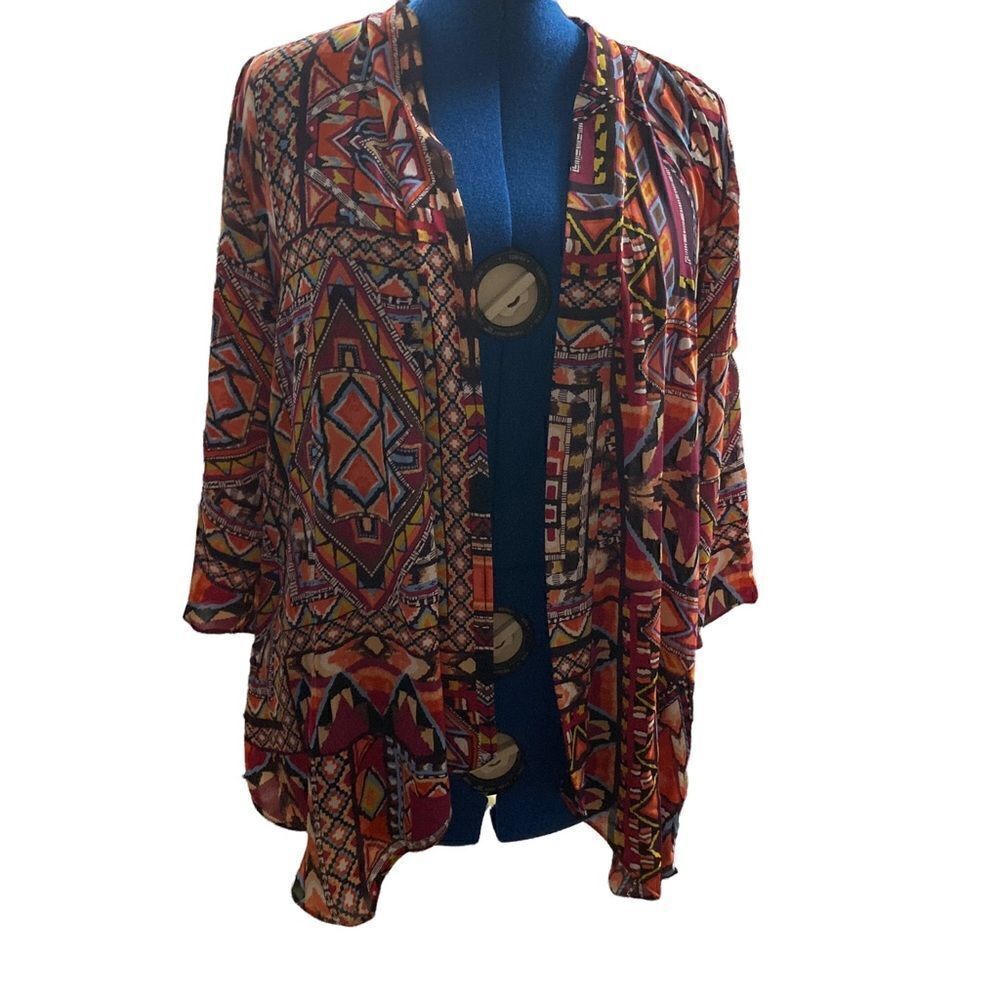 TRAVEL ELEMENTS Women’s Multicolored Kaftan/Cardigan/Vest Size Medium‎